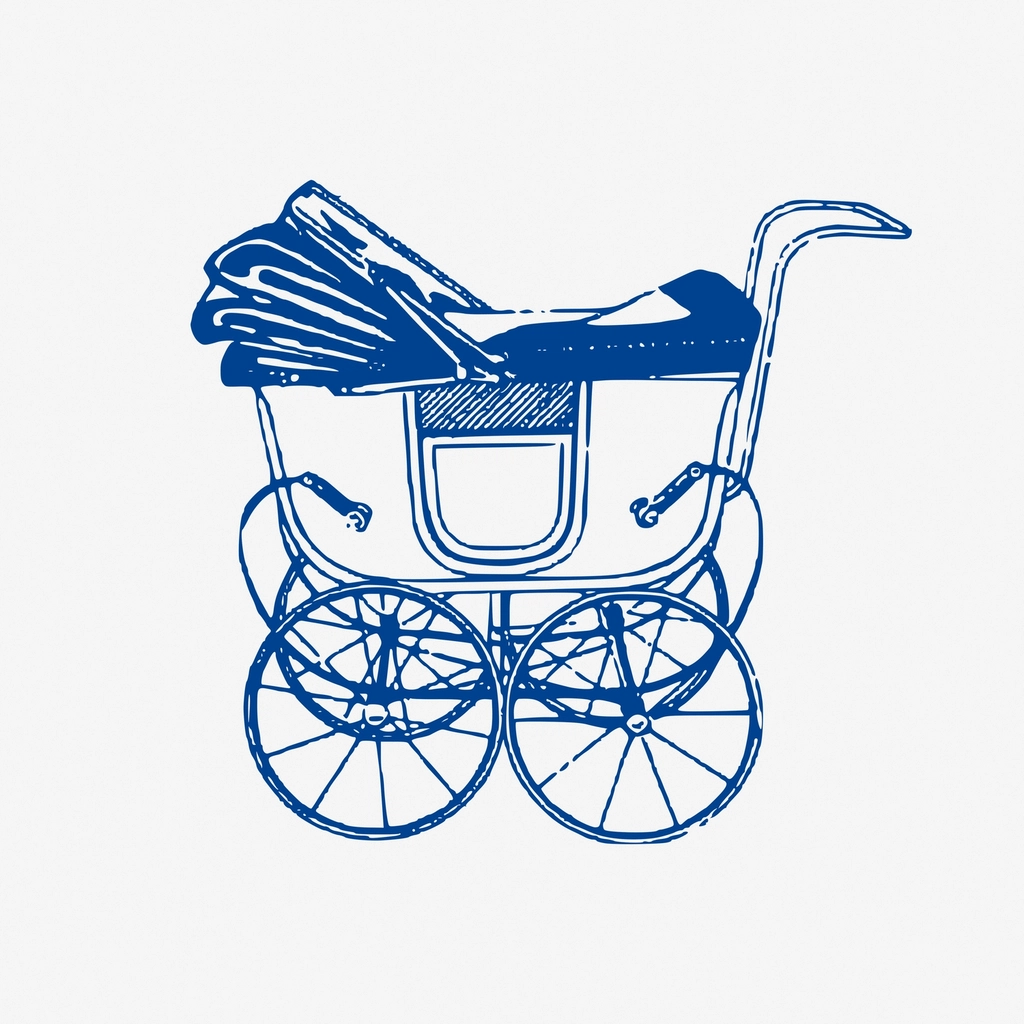 Baby carriage vintage illustration